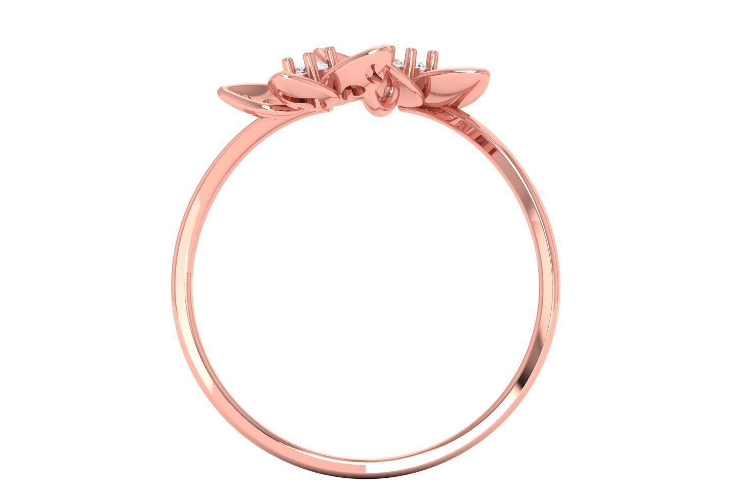 Solitaire Wedding Engagement Women Flower Bypass Rings 3D print model_3