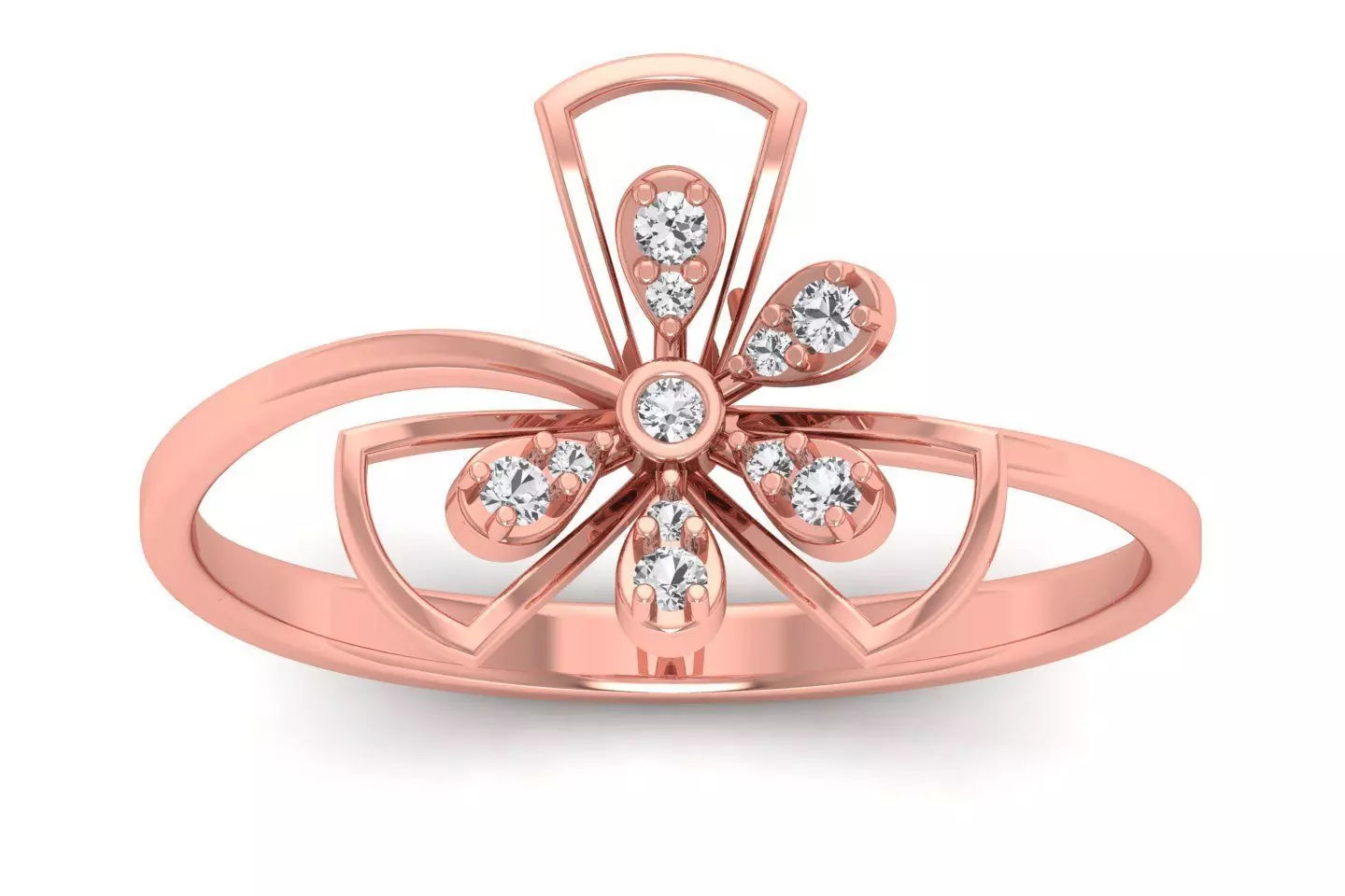 Solitaire Wedding Engagement Women Light Weight Flower Rings 3D print model_0