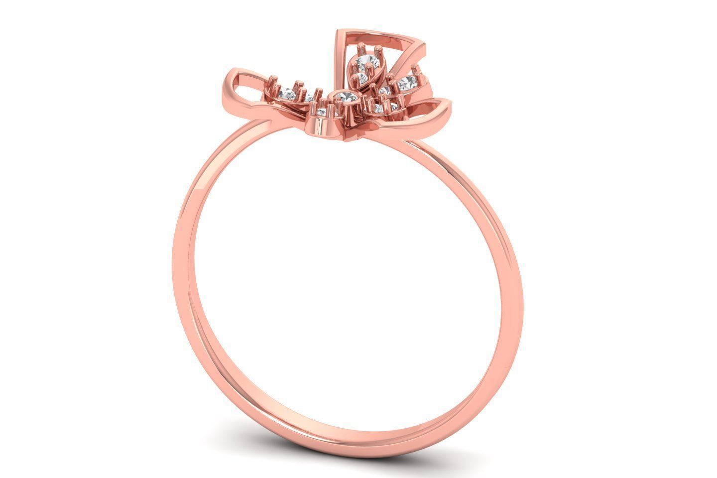 Solitaire Wedding Engagement Women Light Weight Flower Rings 3D print model_1