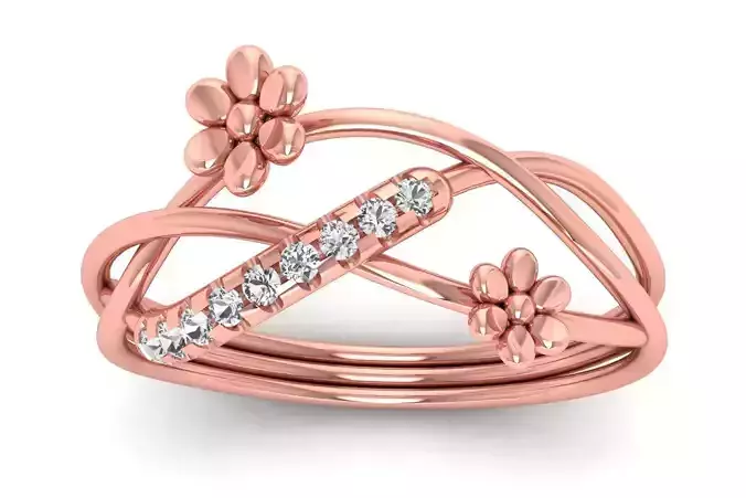 Solitaire Wedding Engagement Women Light Weight Flower Rings 3D print model