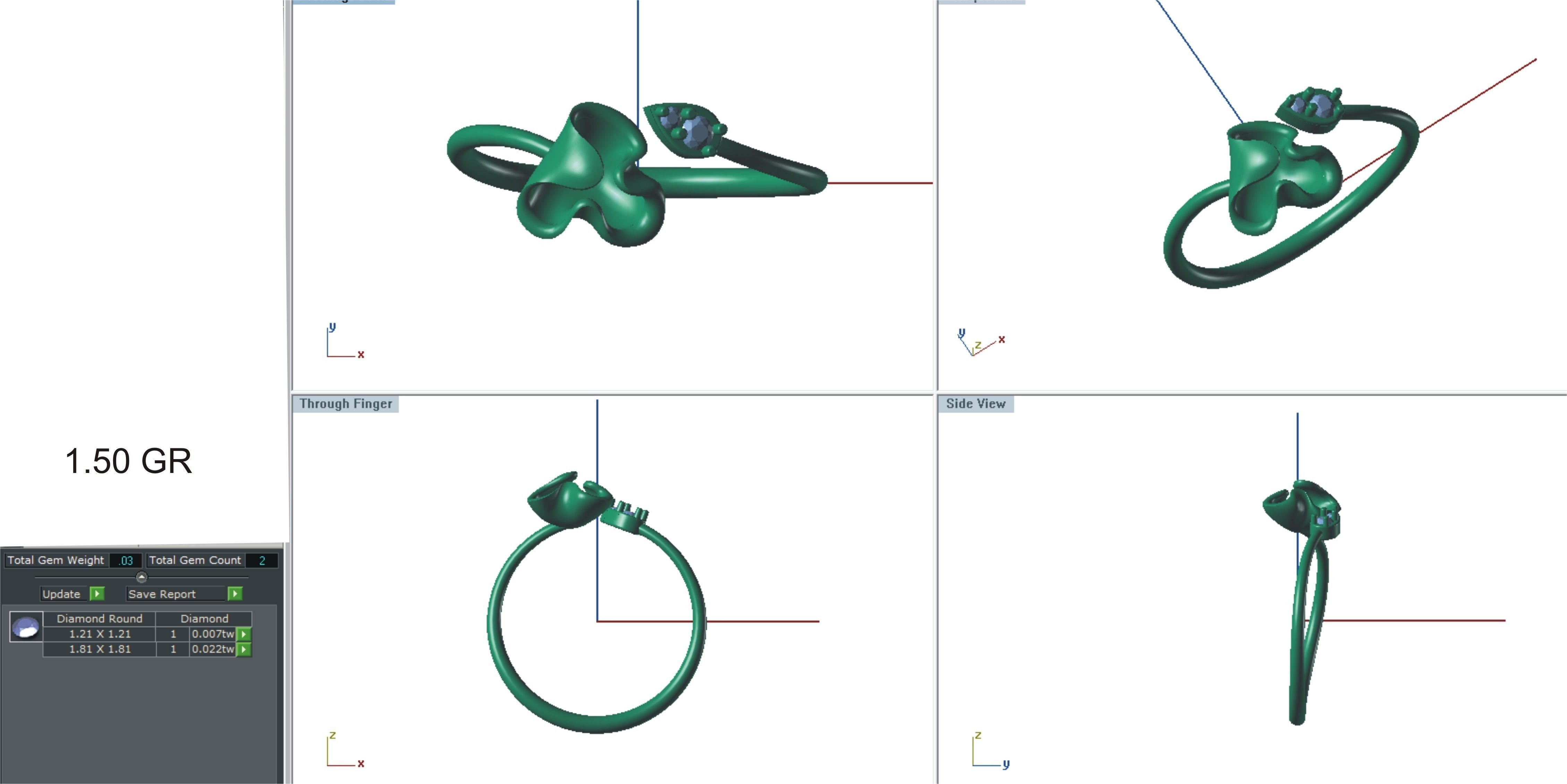 Solitaire Wedding Engagement Women Light Weight Bypass Rings 3D print model_4