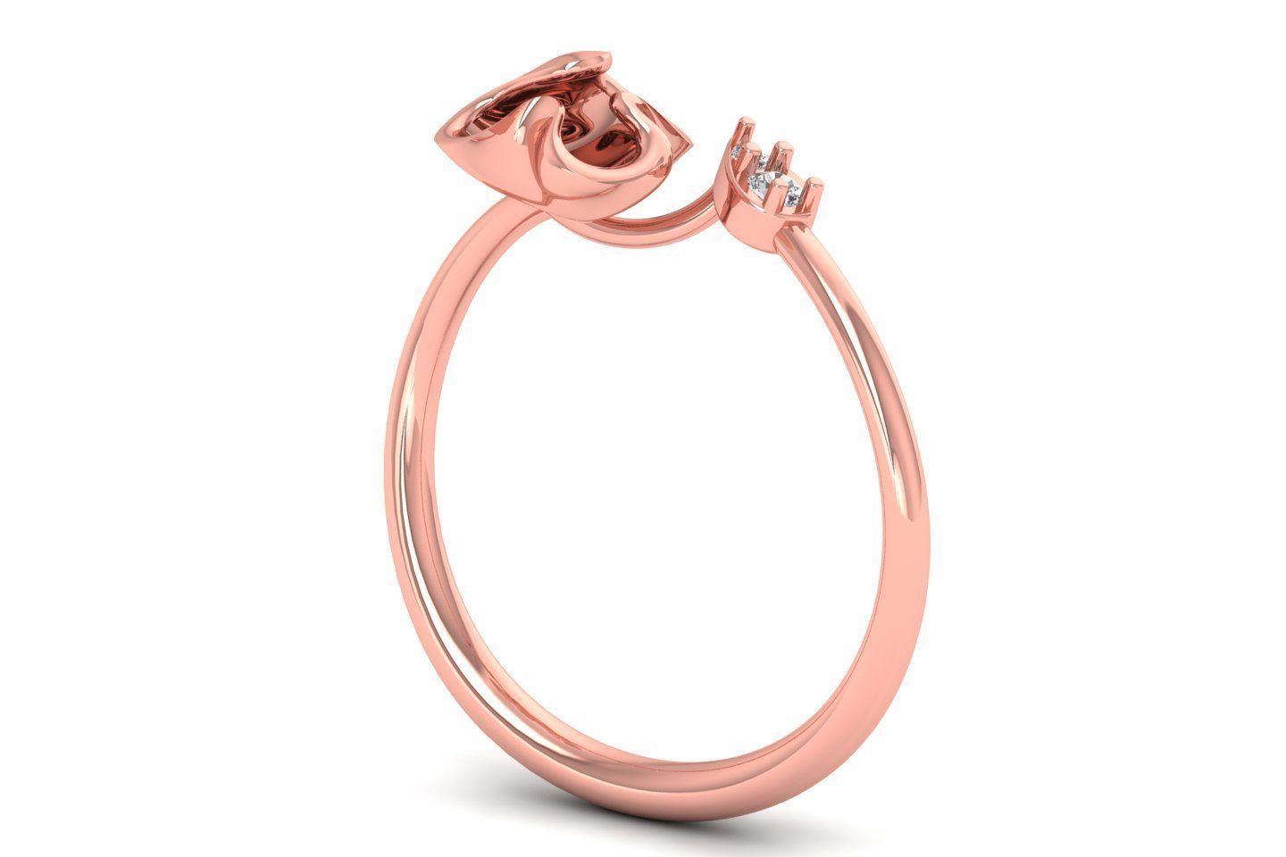 Solitaire Wedding Engagement Women Light Weight Bypass Rings 3D print model_1