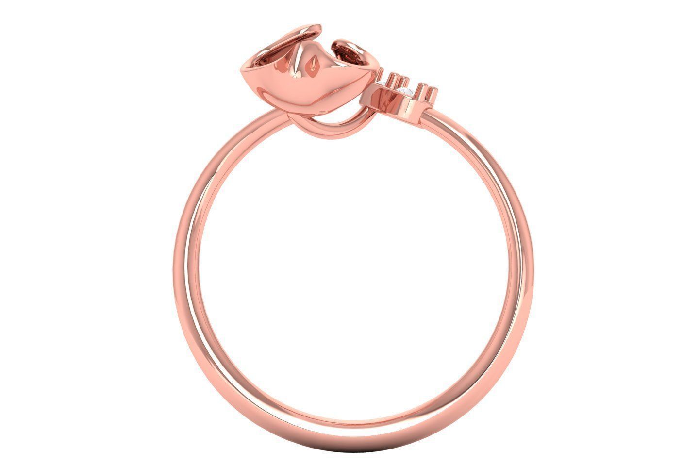 Solitaire Wedding Engagement Women Light Weight Bypass Rings 3D print model_3