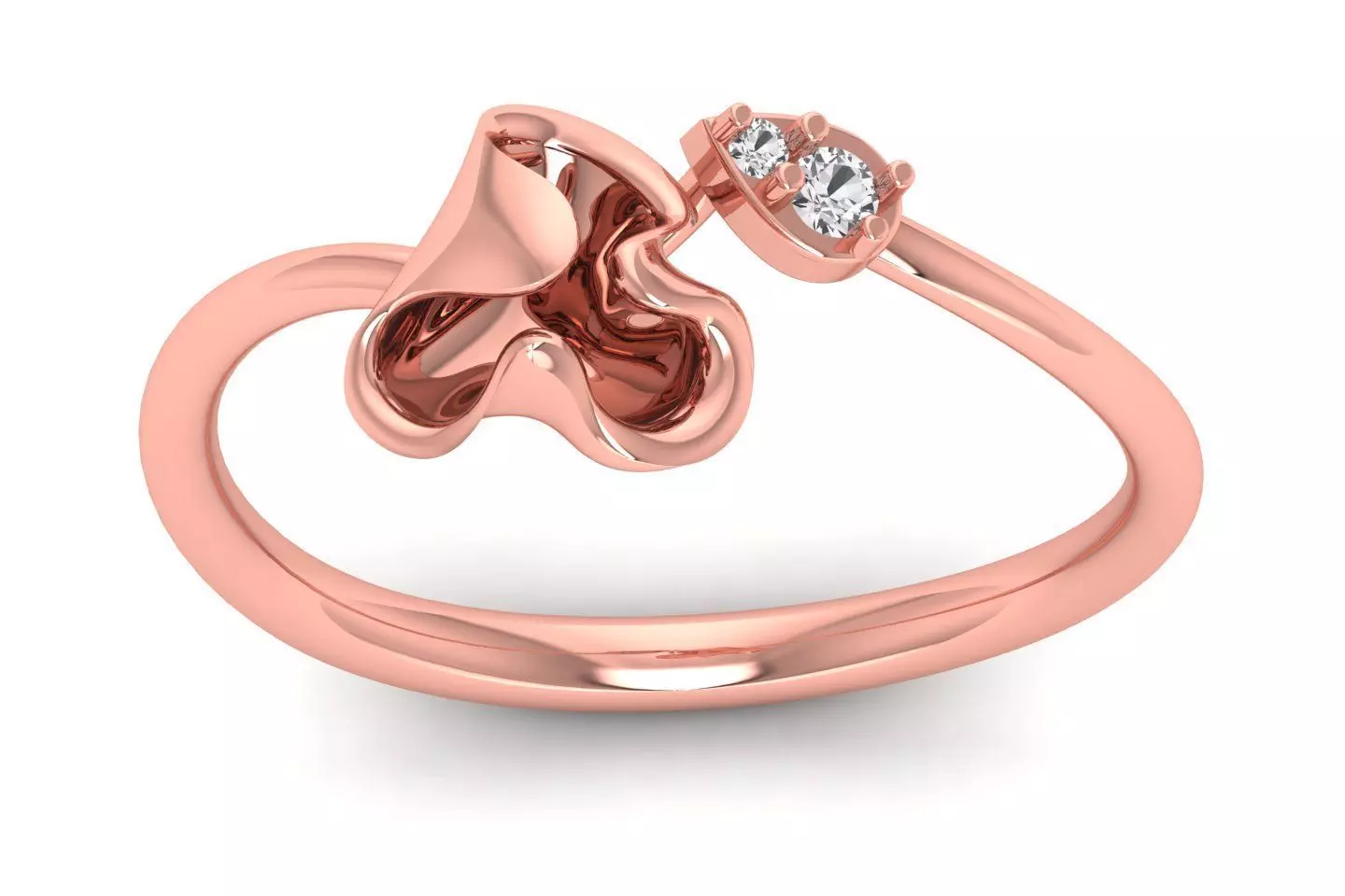 Solitaire Wedding Engagement Women Light Weight Bypass Rings 3D print model_0