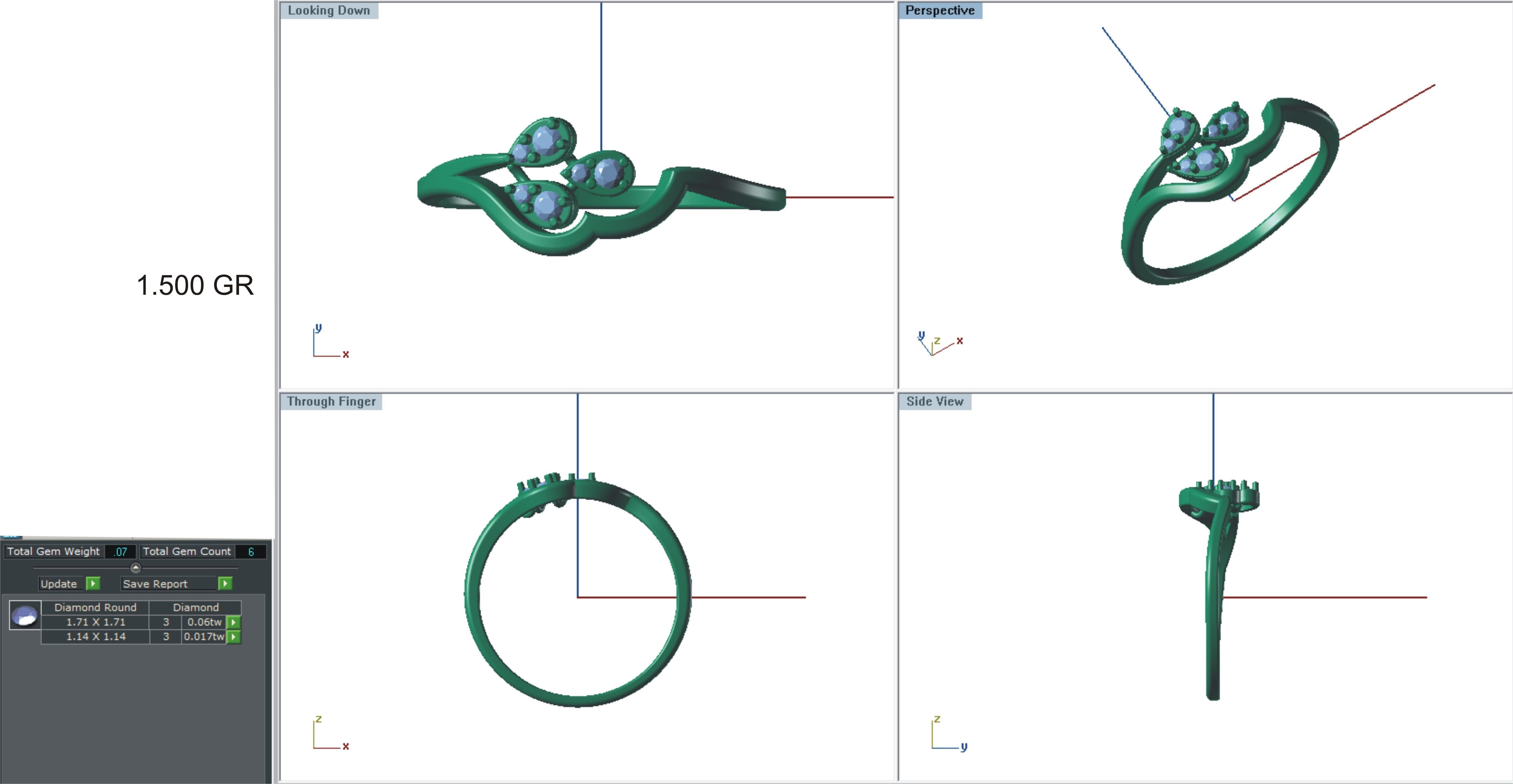 Solitaire Wedding Engagement Women Light Weight Bypass Rings 3D print model_3