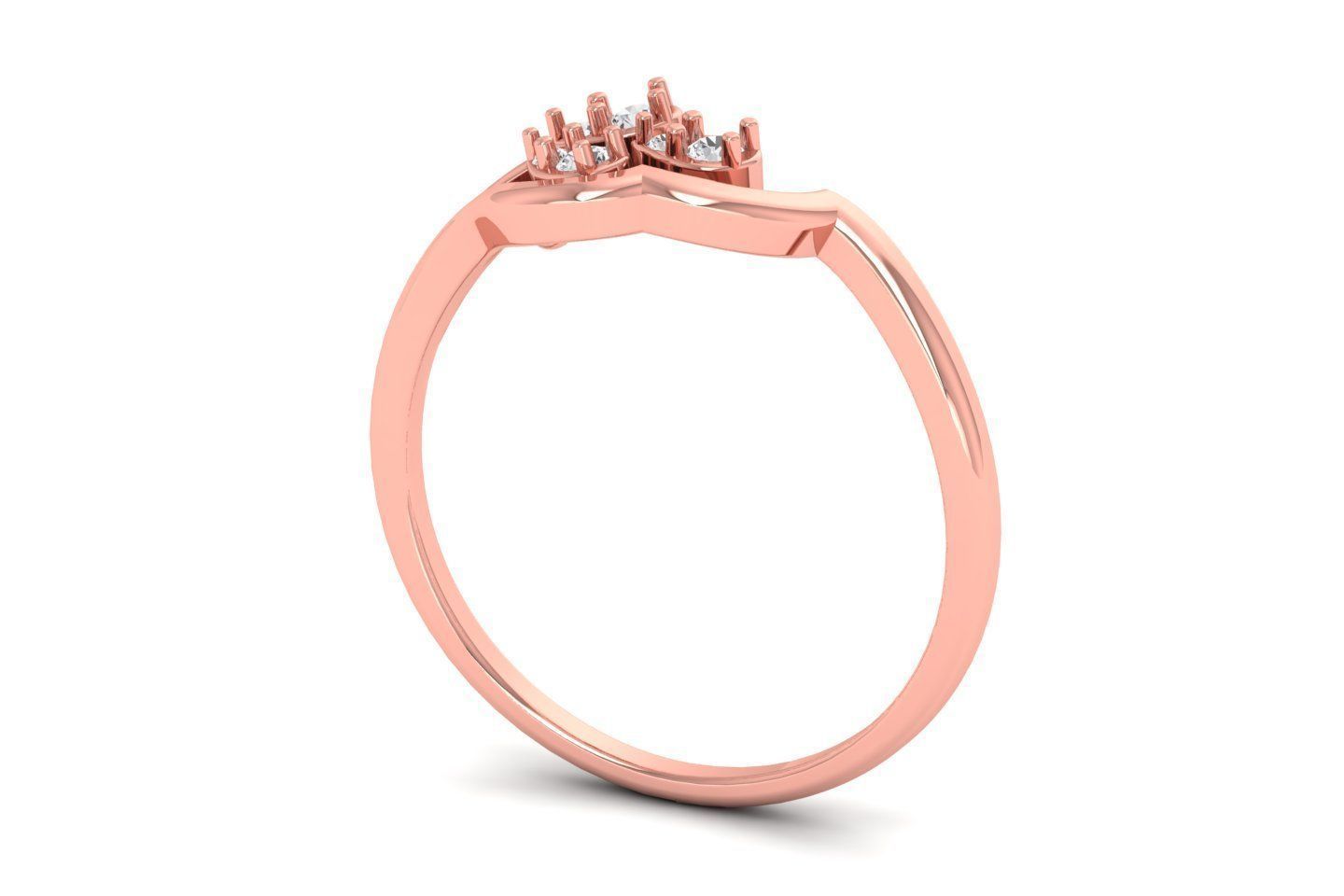 Solitaire Wedding Engagement Women Light Weight Bypass Rings 3D print model_1