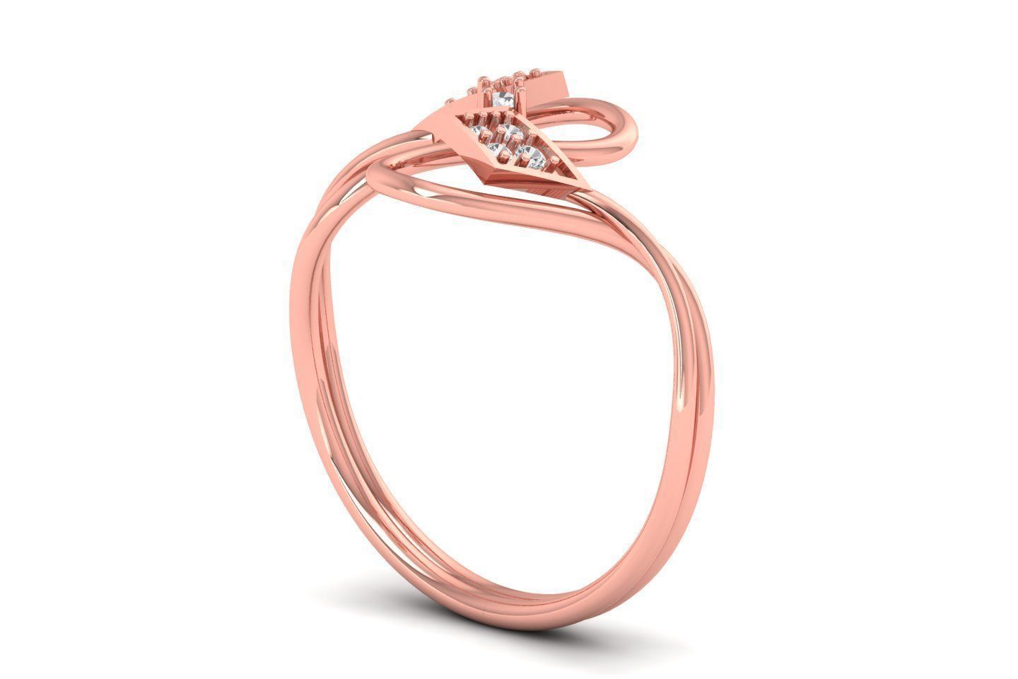 Solitaire Wedding Engagement Women Light Weight Bypass Rings 3D print model_2