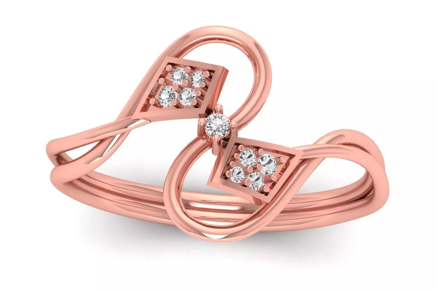 Solitaire Wedding Engagement Women Light Weight Bypass Rings 3D print model_0