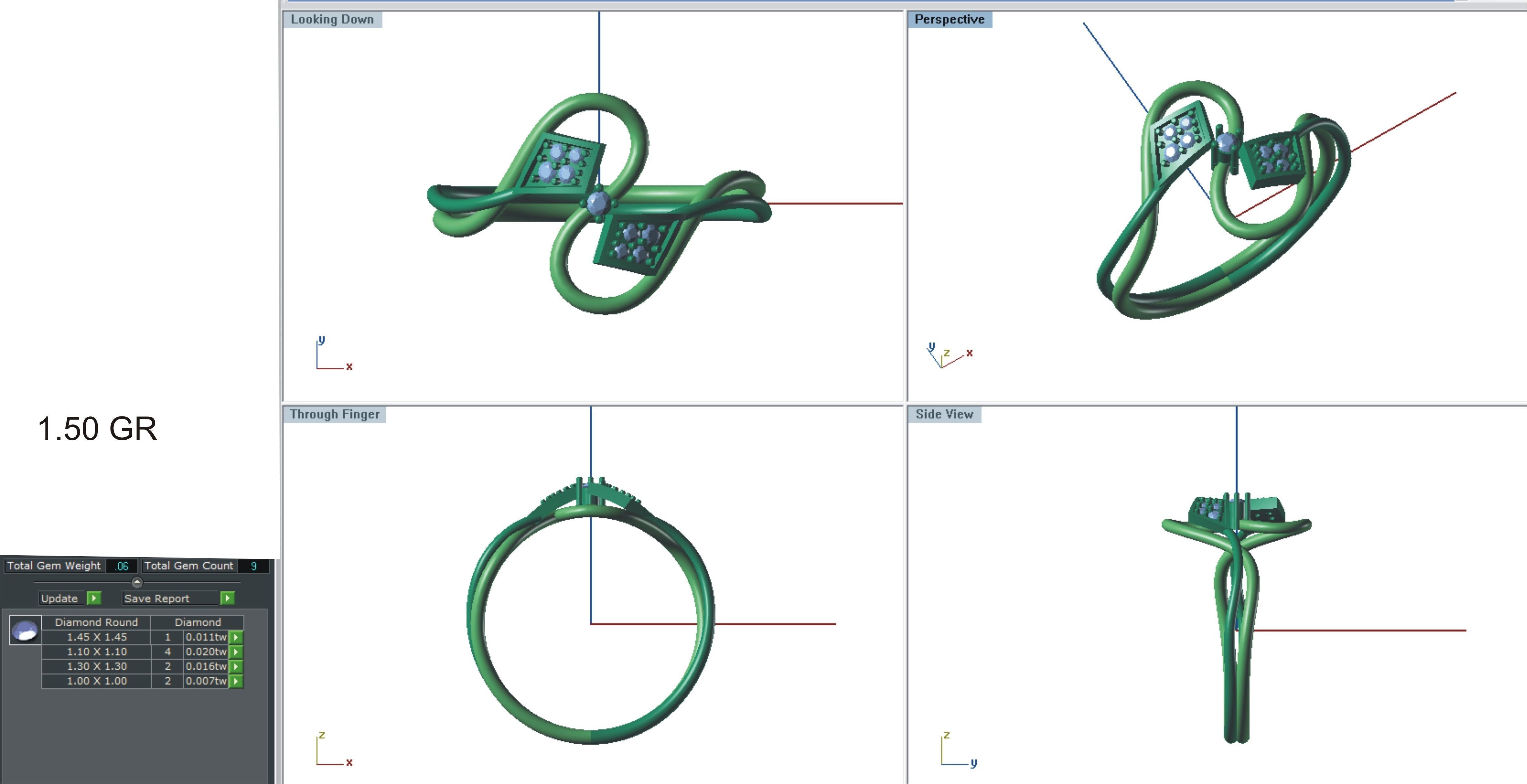 Solitaire Wedding Engagement Women Light Weight Bypass Rings 3D print model_3