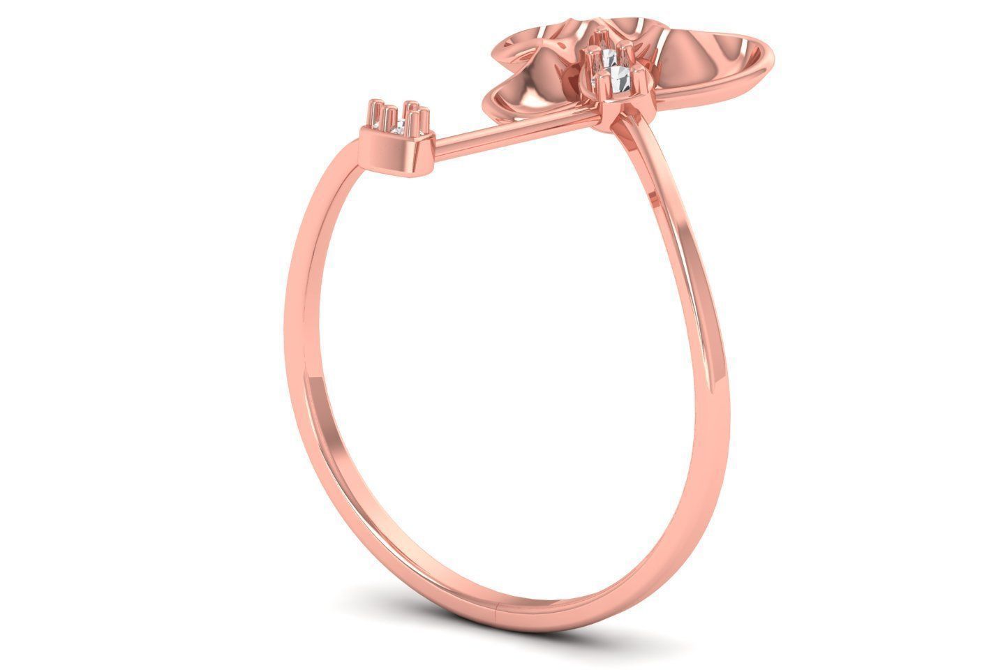 Solitaire Wedding Engagement Women Light Weight Bypass Rings 3D print model_1