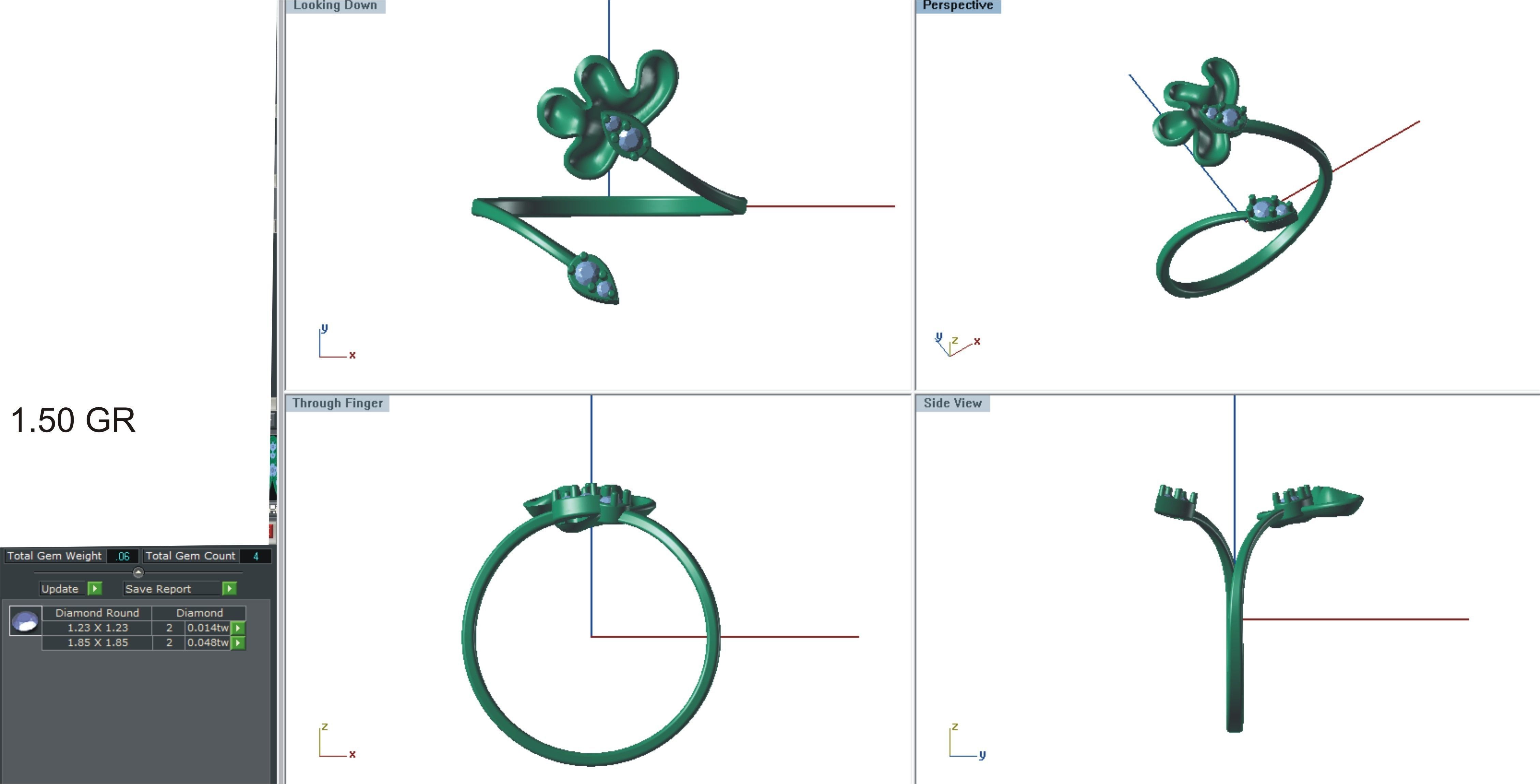 Solitaire Wedding Engagement Women Light Weight Bypass Rings 3D print model_3