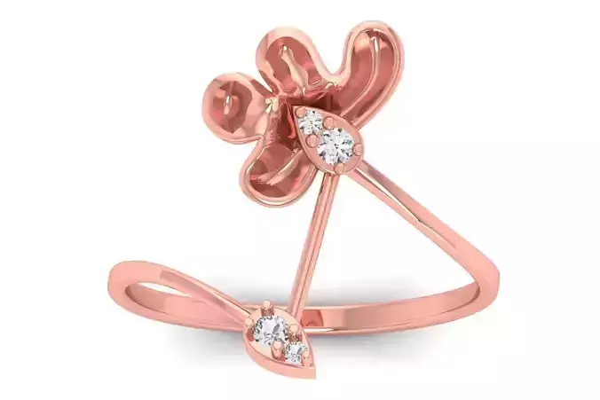 Solitaire Wedding Engagement Women Light Weight Bypass Rings 3D print model