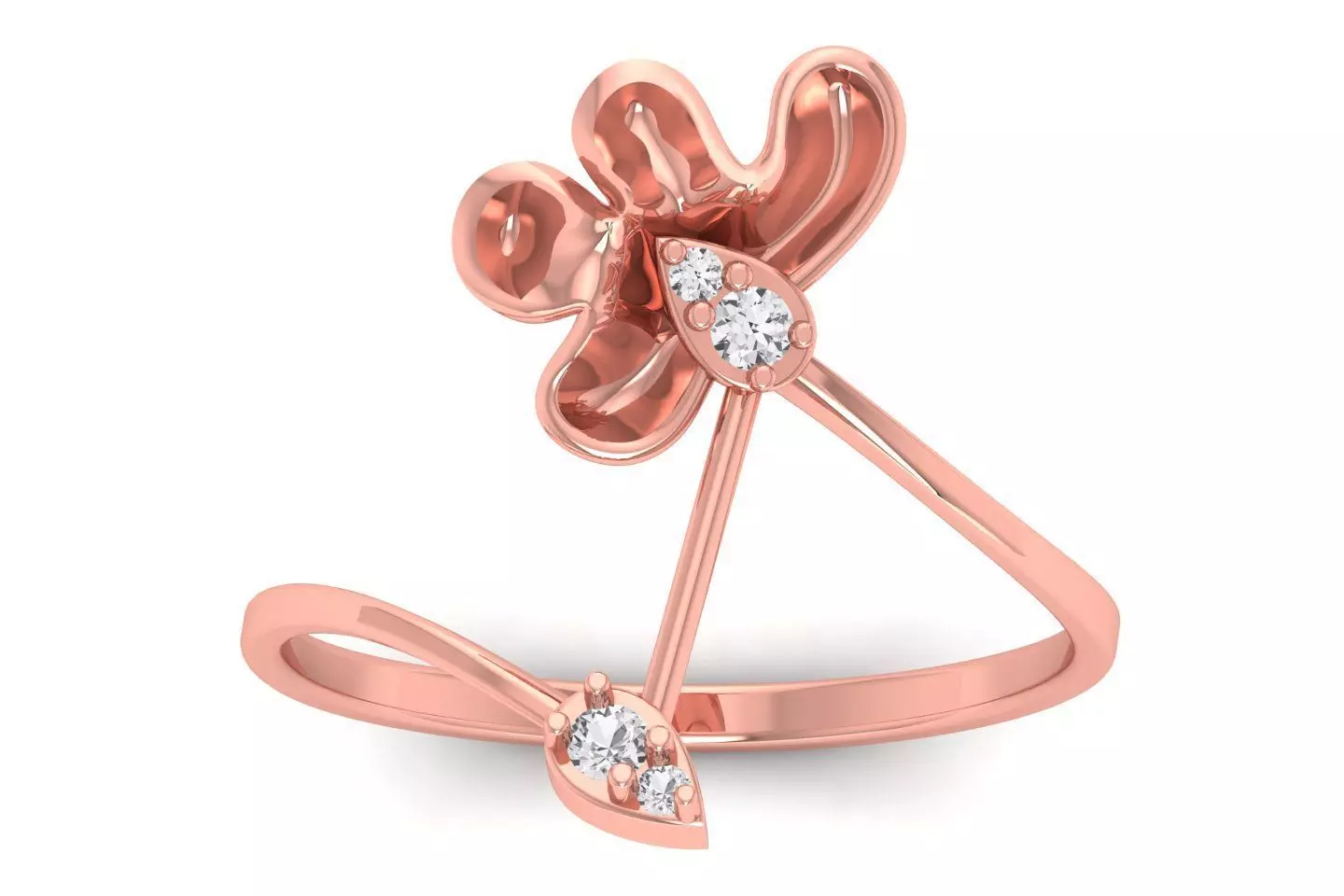 Solitaire Wedding Engagement Women Light Weight Bypass Rings 3D print model_0