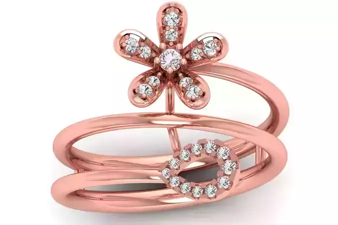 Solitaire Wedding Engagement Women Light Weight Flower Rings 3D print model