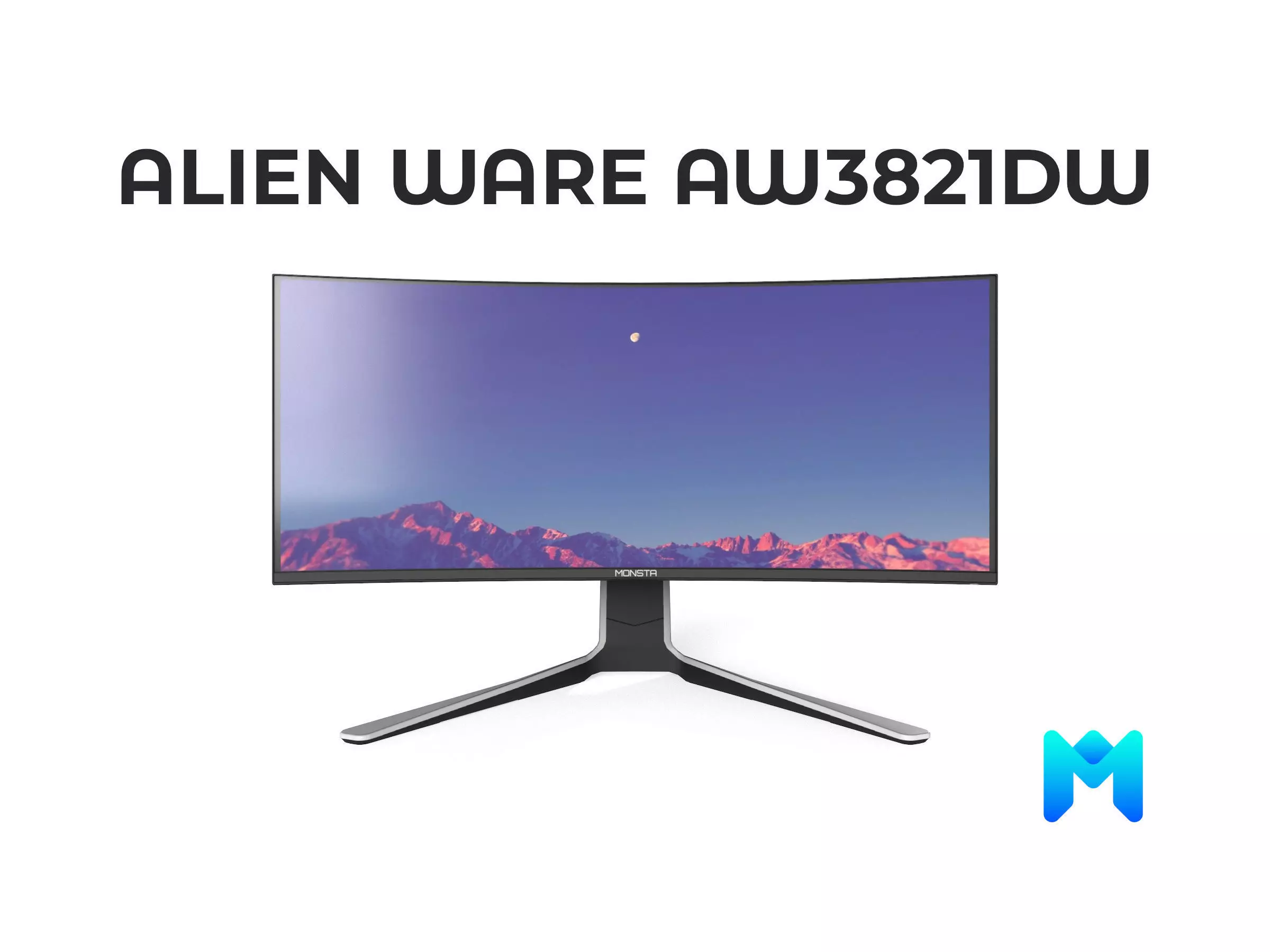 AlienWare AW3821DW Low-poly 3D model_0