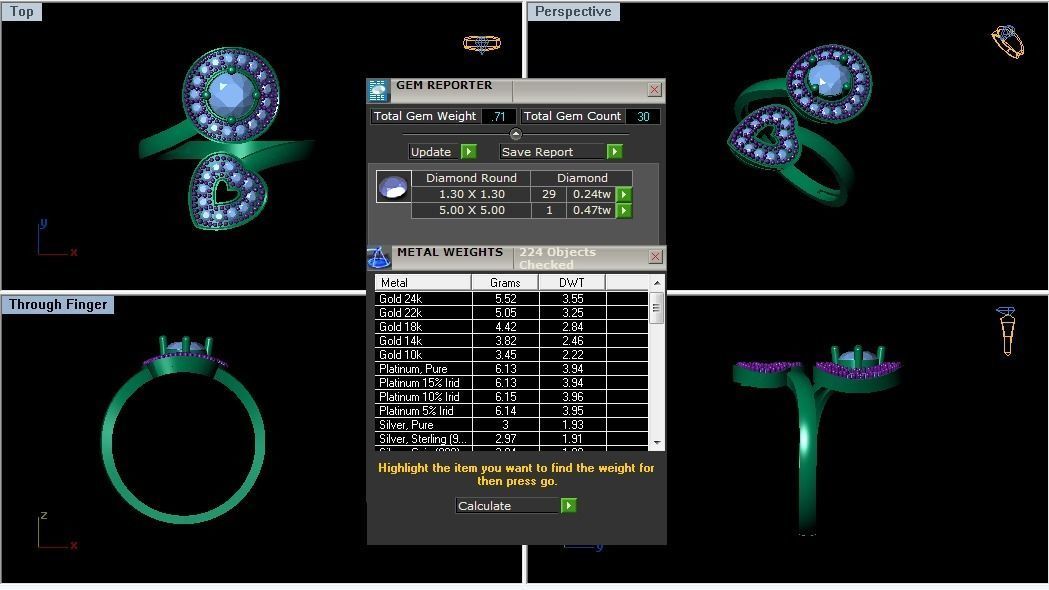 Solitaire Wedding Engagement Women Light Weight Bypass Rings 3D print model_3