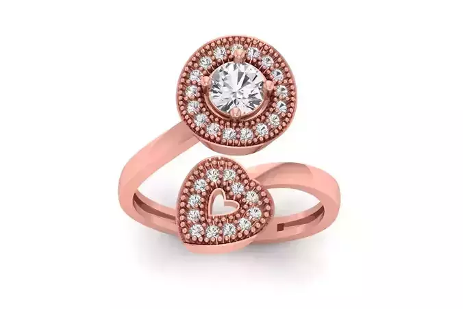 Solitaire Wedding Engagement Women Light Weight Bypass Rings 3D print model