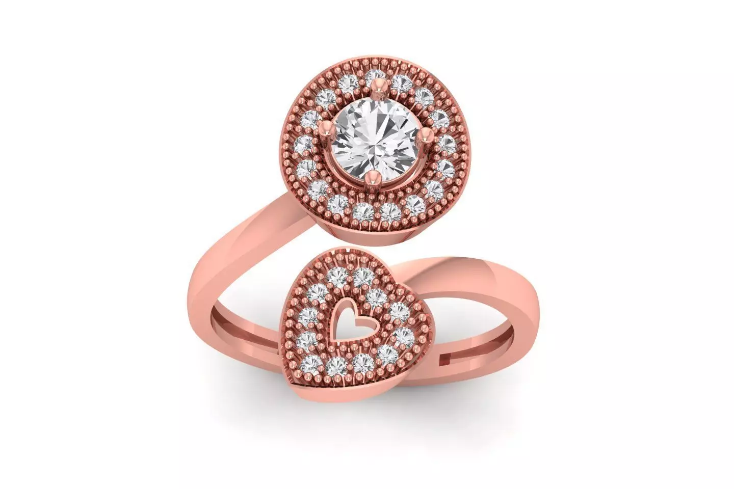 Solitaire Wedding Engagement Women Light Weight Bypass Rings 3D print model_0