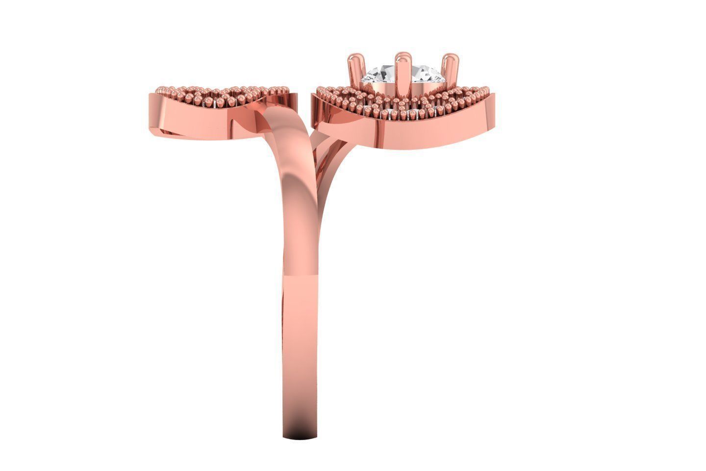 Solitaire Wedding Engagement Women Light Weight Bypass Rings 3D print model_1