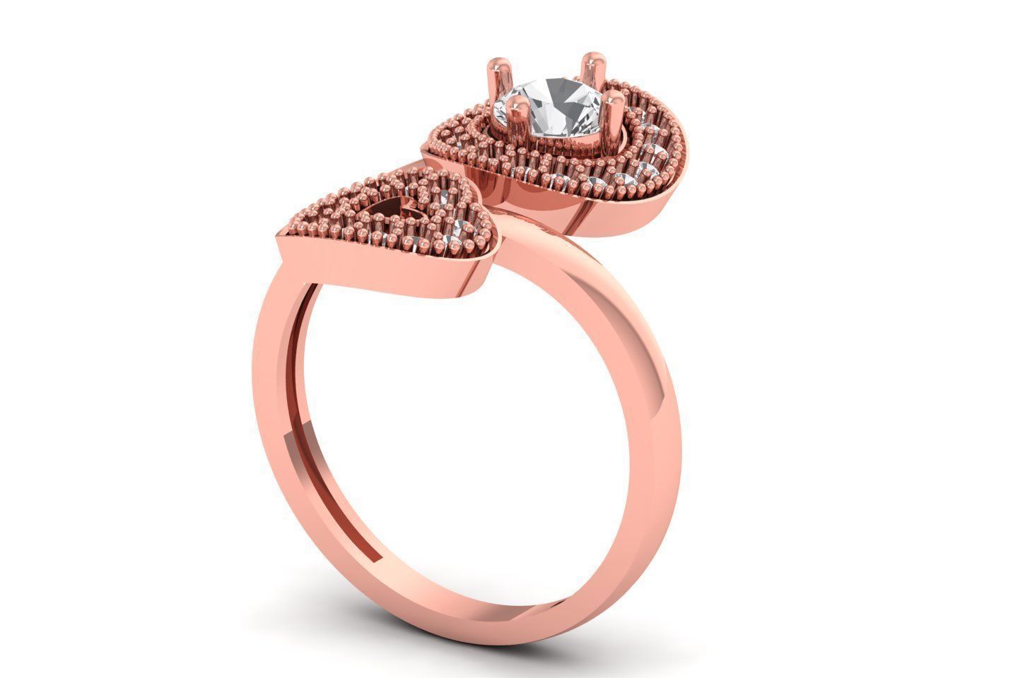 Solitaire Wedding Engagement Women Light Weight Bypass Rings 3D print model_2