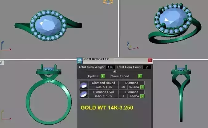 designed oval halo engagement ring