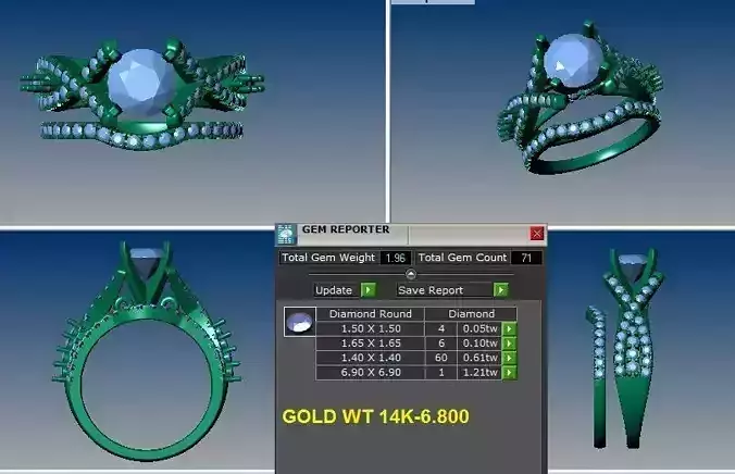 curved shank engagement ring set