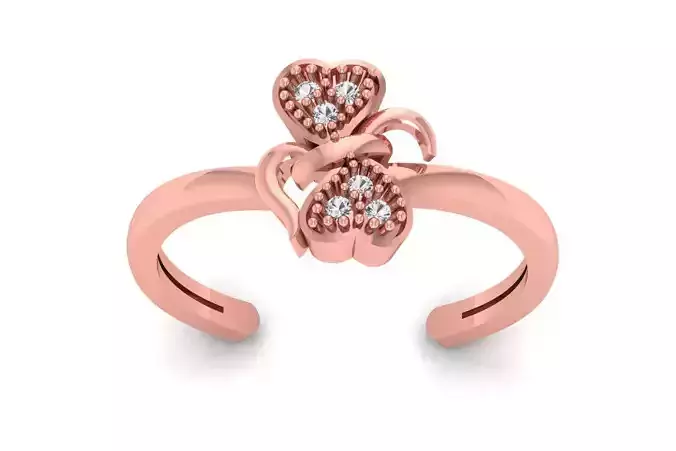 Solitaire Wedding Engagement Women Heart Adjustable  Rings 3D print model