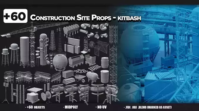 60 Construction Site Props - KITBASH - VOL 04