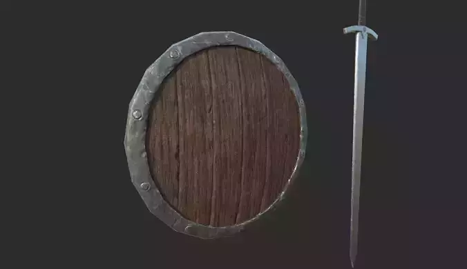 Sword Shield   Low-poly 3D model