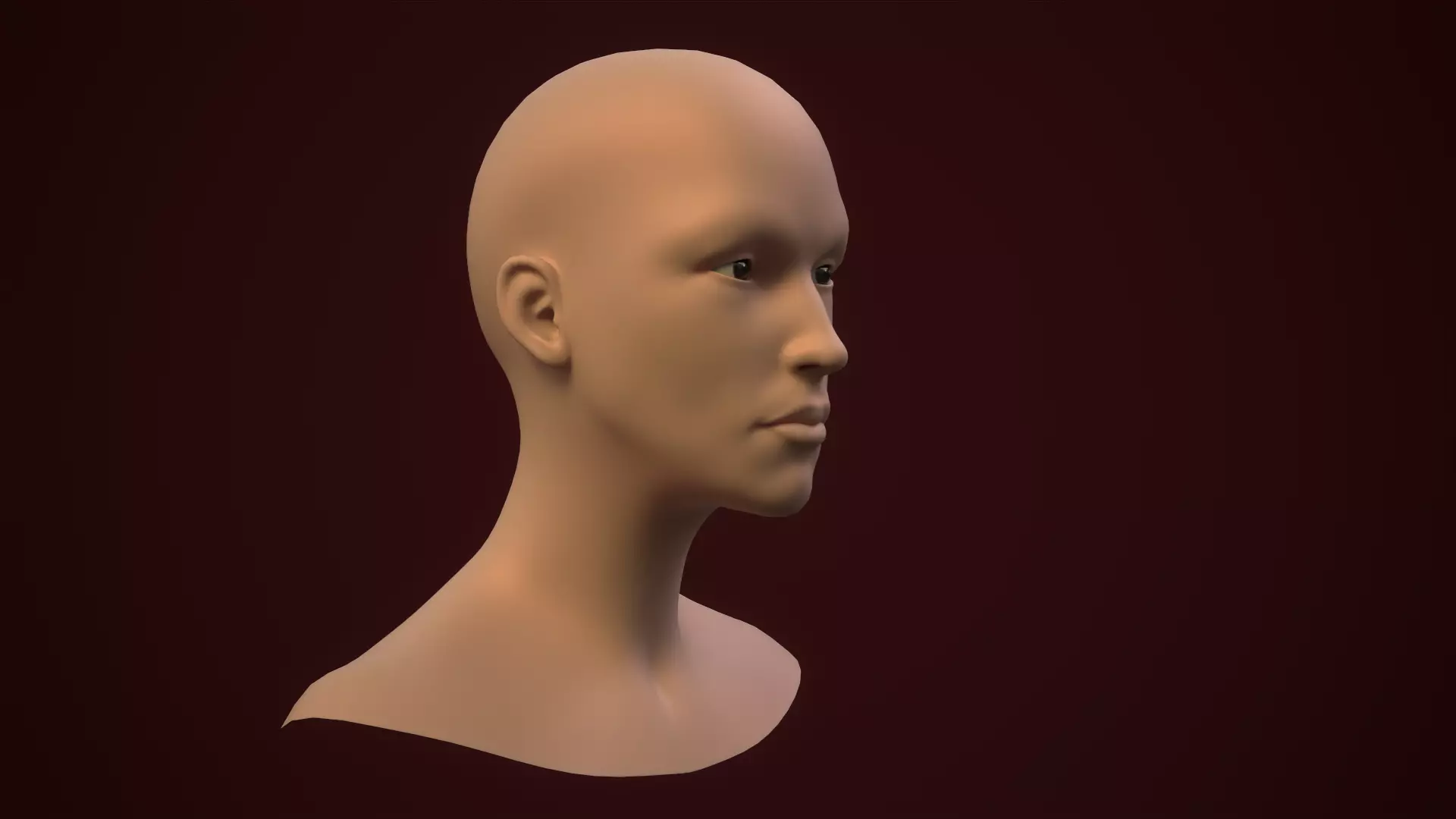  Female Head -  01  Free low-poly 3D model_0