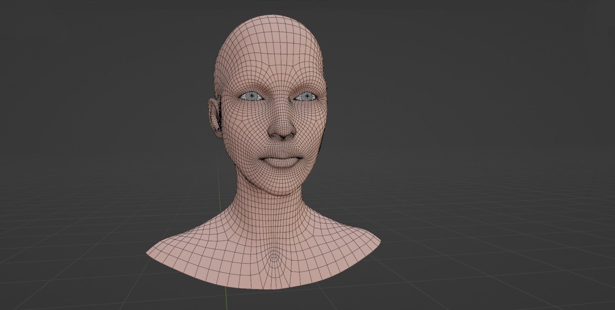  Female Head -  01  Free low-poly 3D model_1