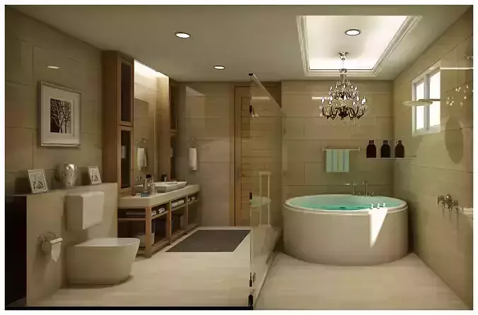 bathroom 3 with bathtub and sink 3D model
