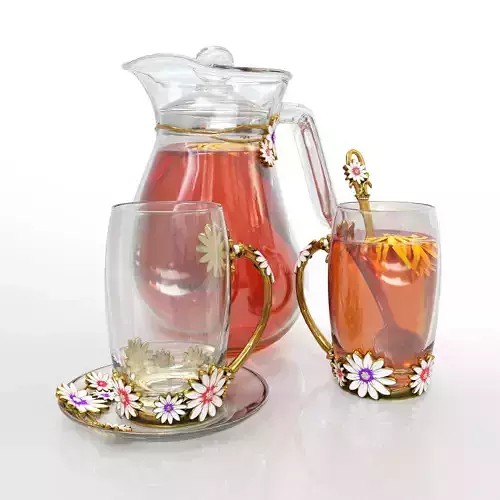Handmade tea set with carafe 3D model