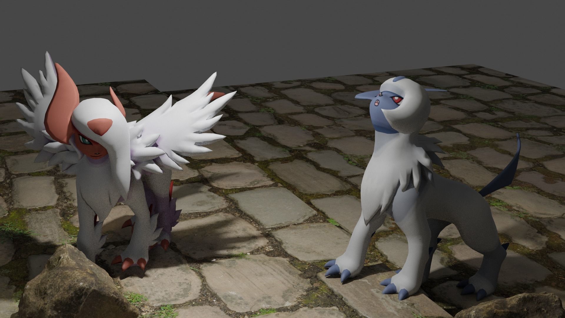 Absol Pokemon Character  Low-poly 3D model_3