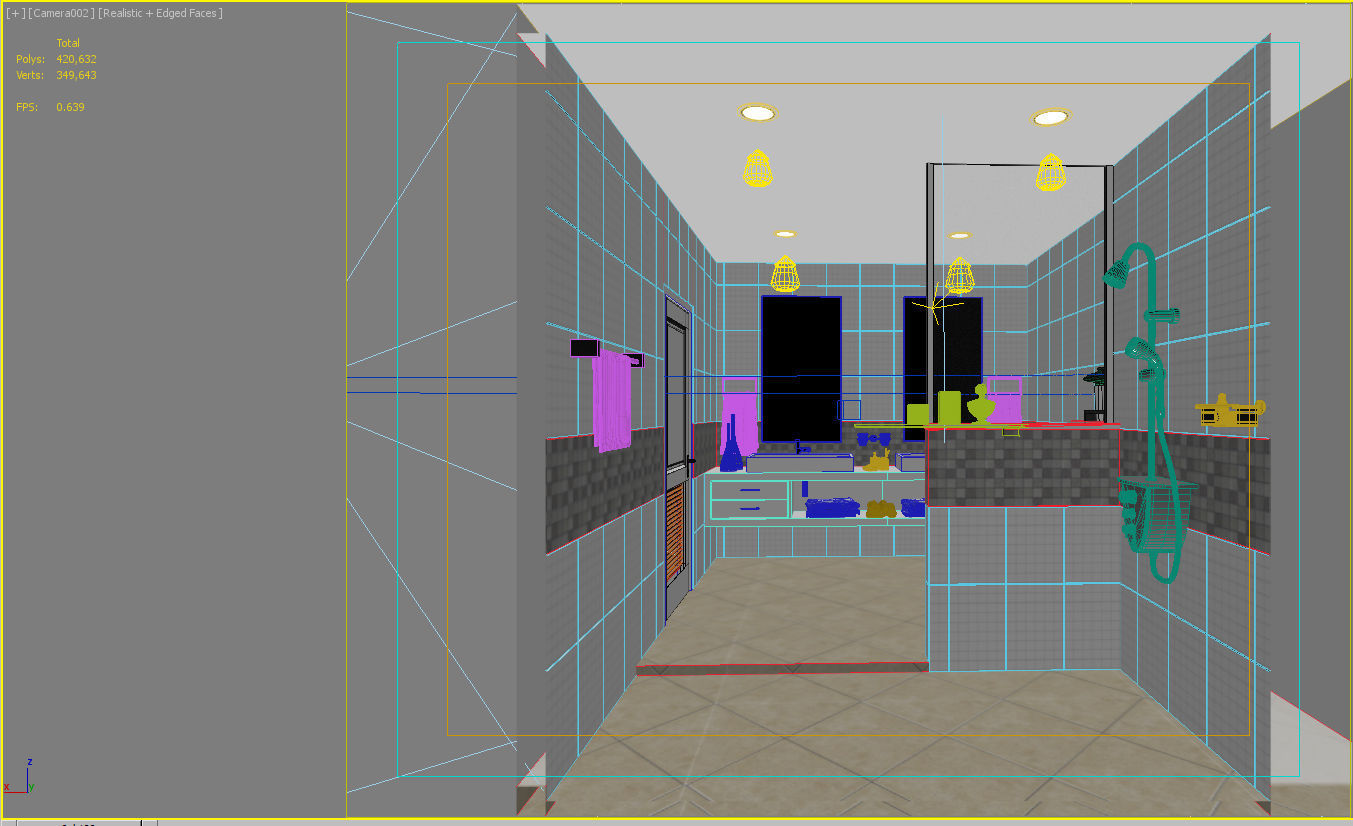 bathroom 4 with tiled walls and floor 3D model_4
