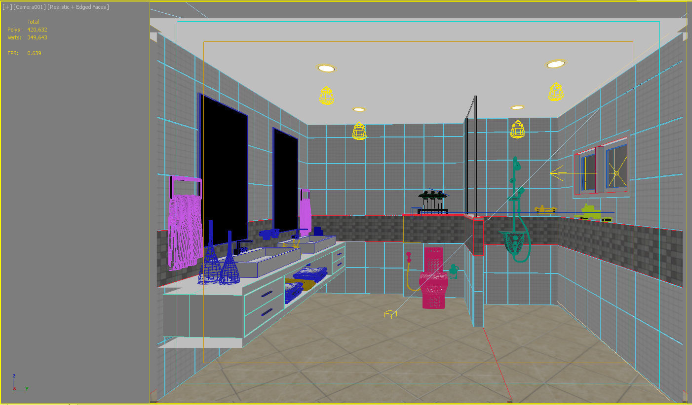 bathroom 4 with tiled walls and floor 3D model_3