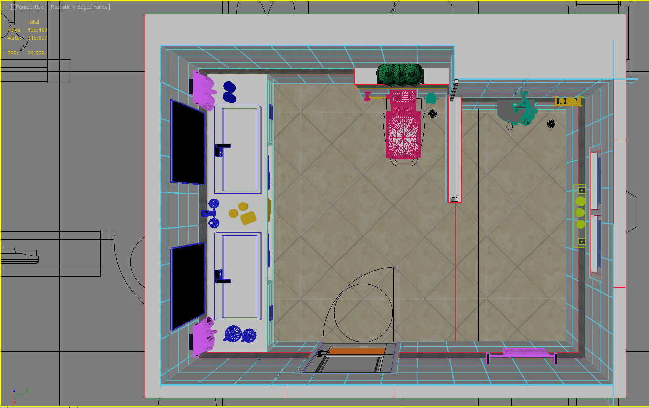 bathroom 4 with tiled walls and floor 3D model_7