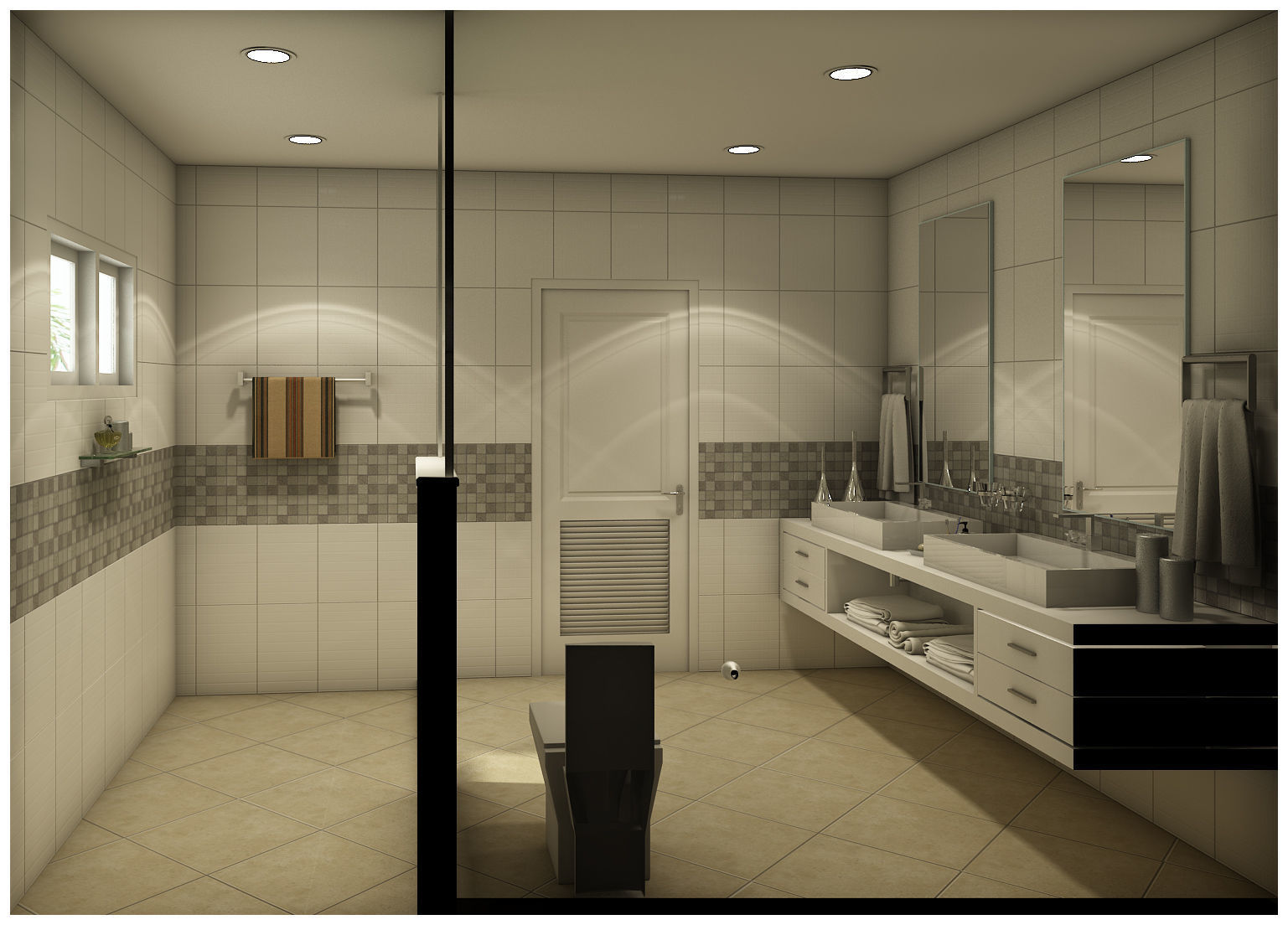 bathroom 4 with tiled walls and floor 3D model_2