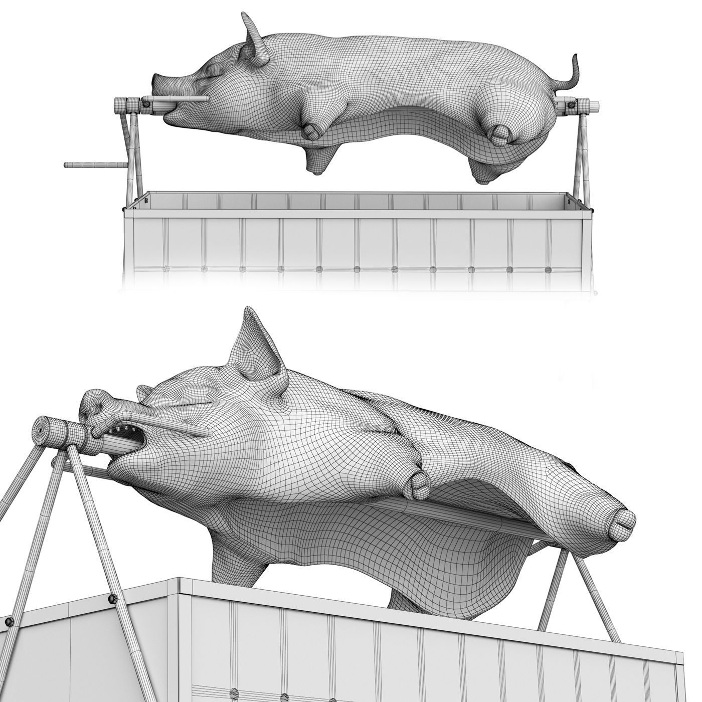 Pig on a skewer 3D model_5