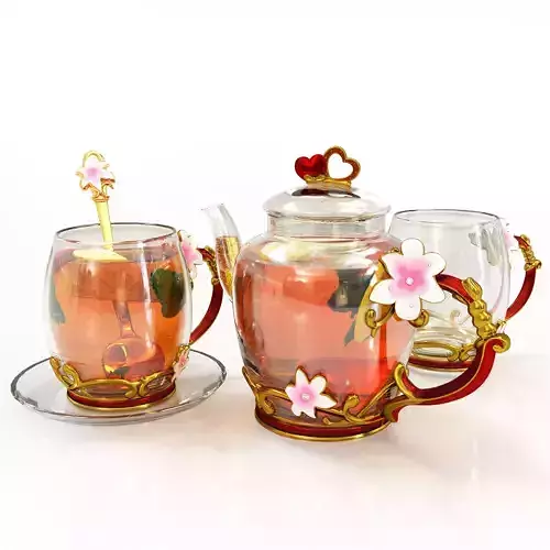 Handmade tea set 3D model 3D model