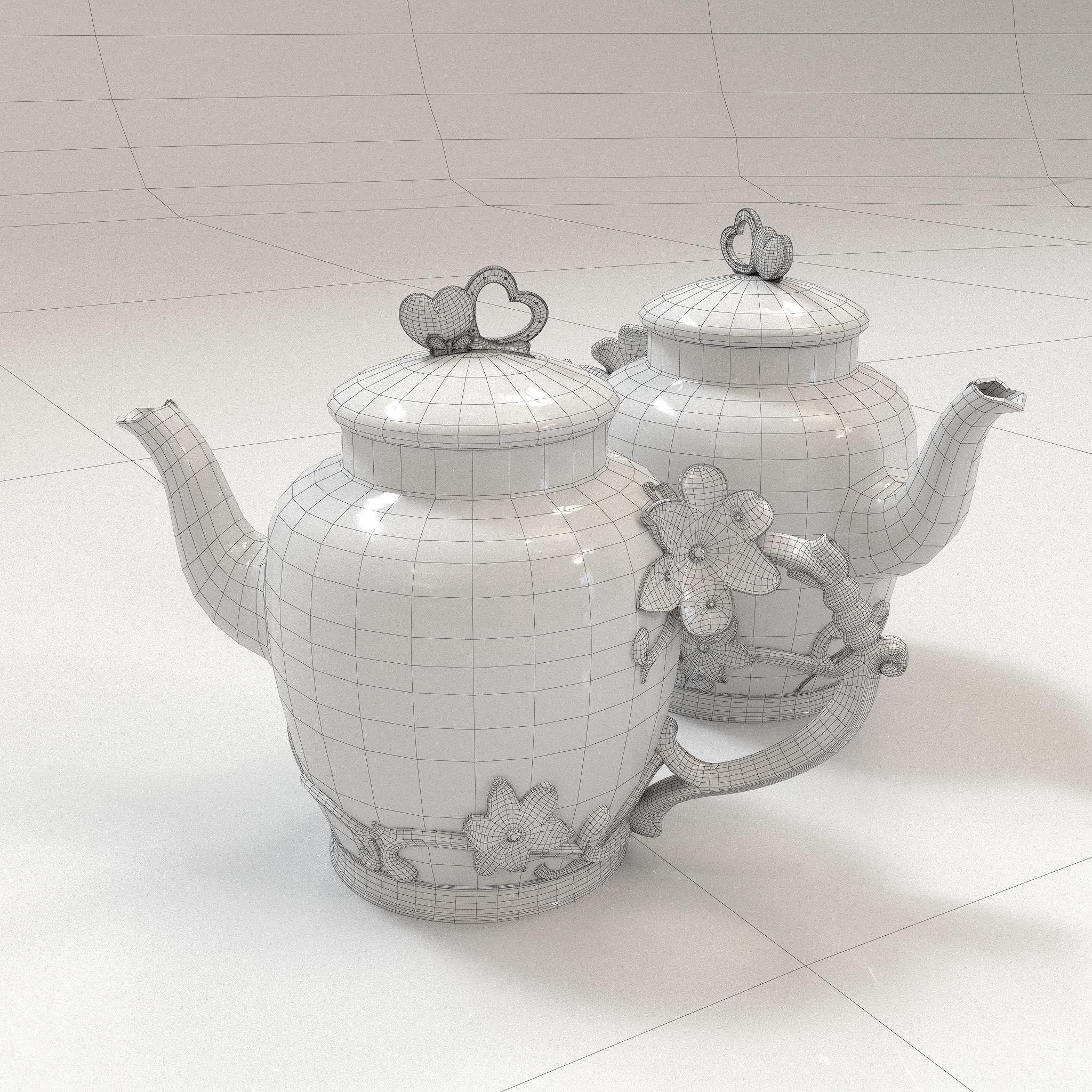 Handmade tea set 3D model 3D model_5