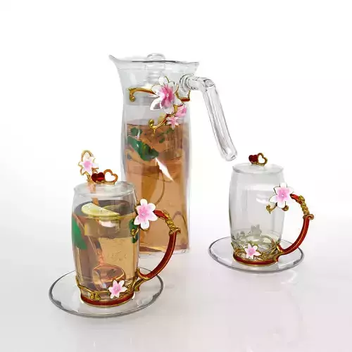 Handmade tea set with carafe 3D model