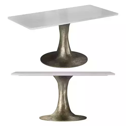 Pool White Marble Silver Pedestal Console Table