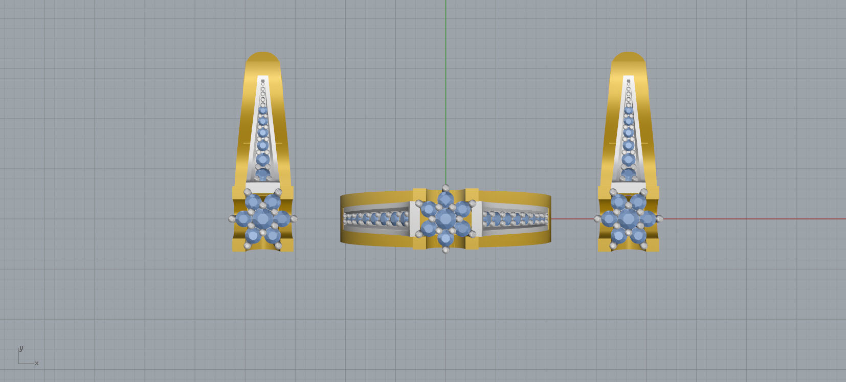 Ring and Earrings Diamond jewelry set 3d print model A67 3D print model_11