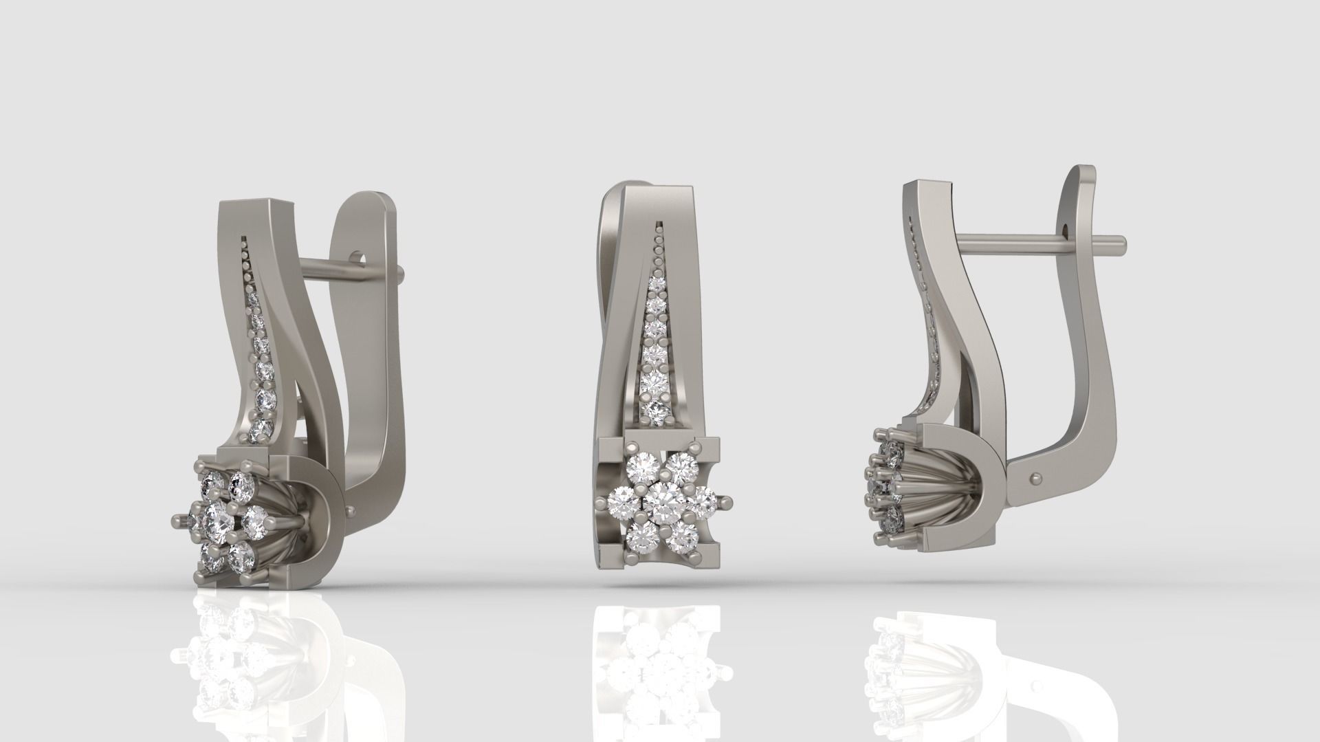 Ring and Earrings Diamond jewelry set 3d print model A67 3D print model_7