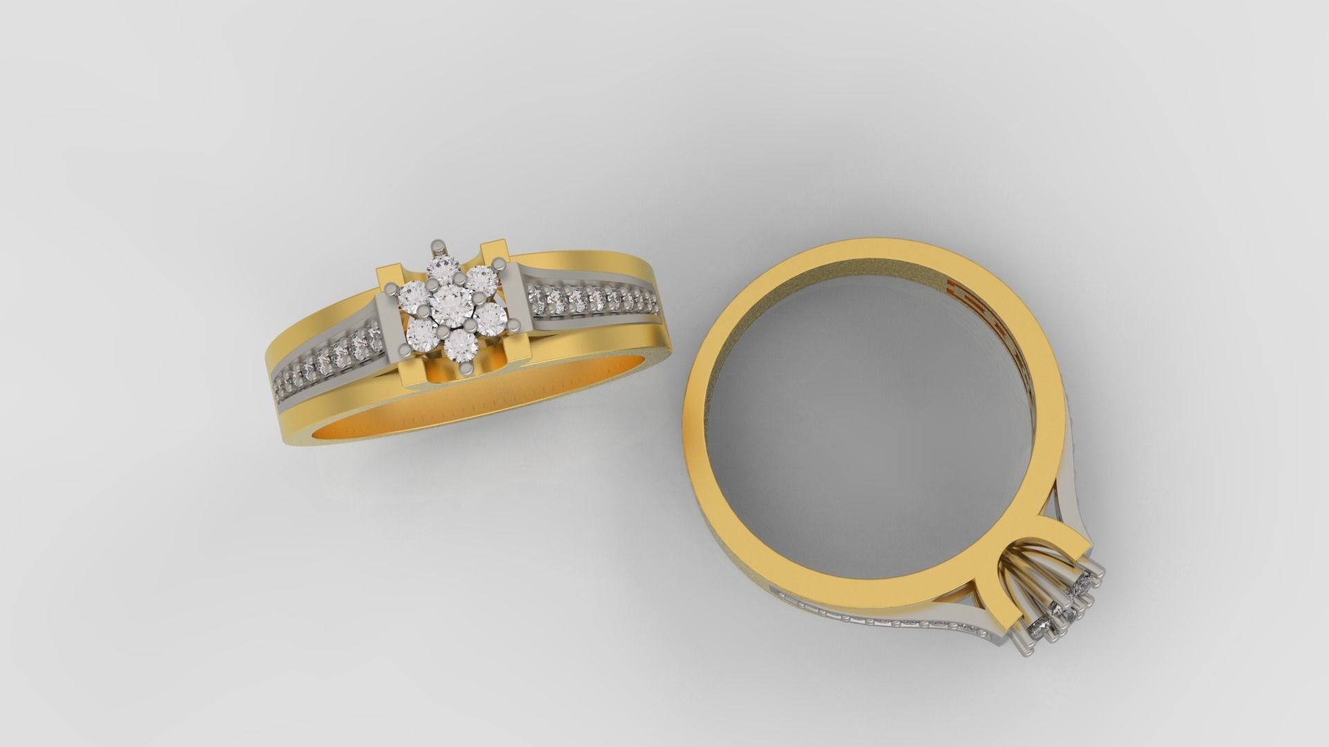 Ring and Earrings Diamond jewelry set 3d print model A67 3D print model_1