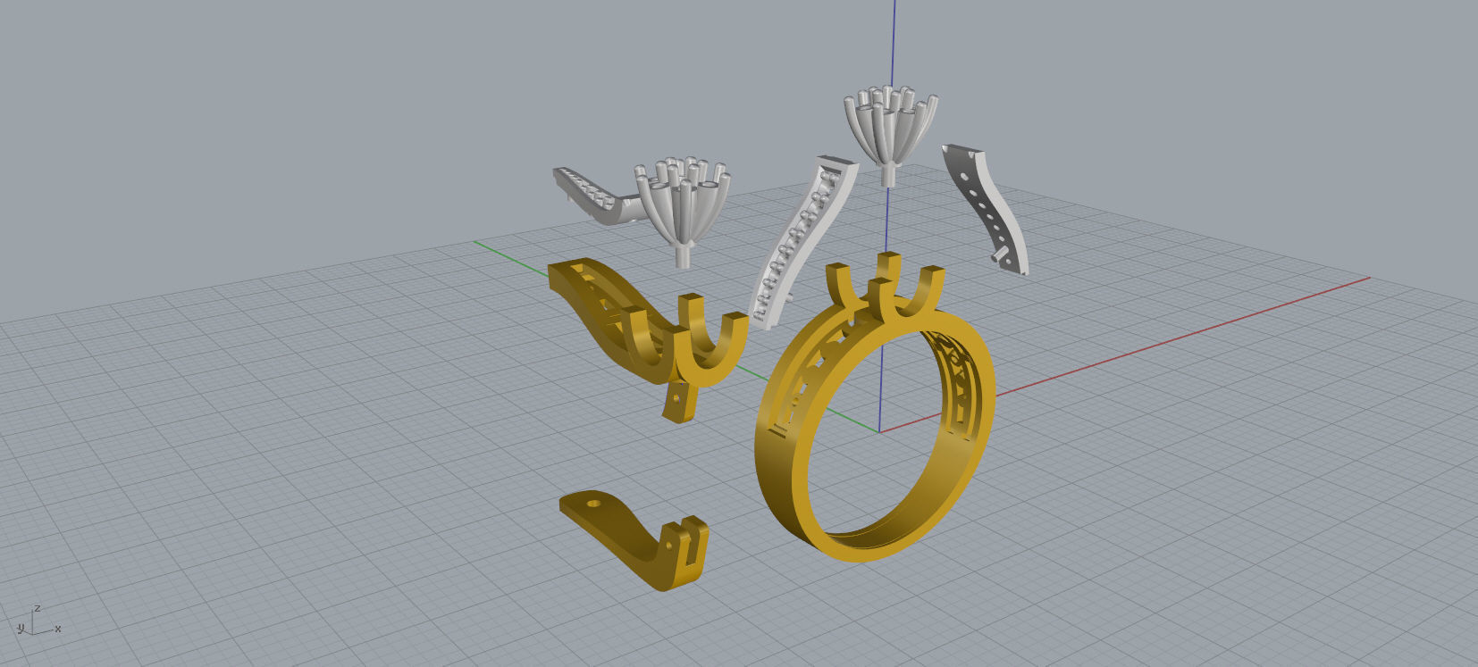 Ring and Earrings Diamond jewelry set 3d print model A67 3D print model_17