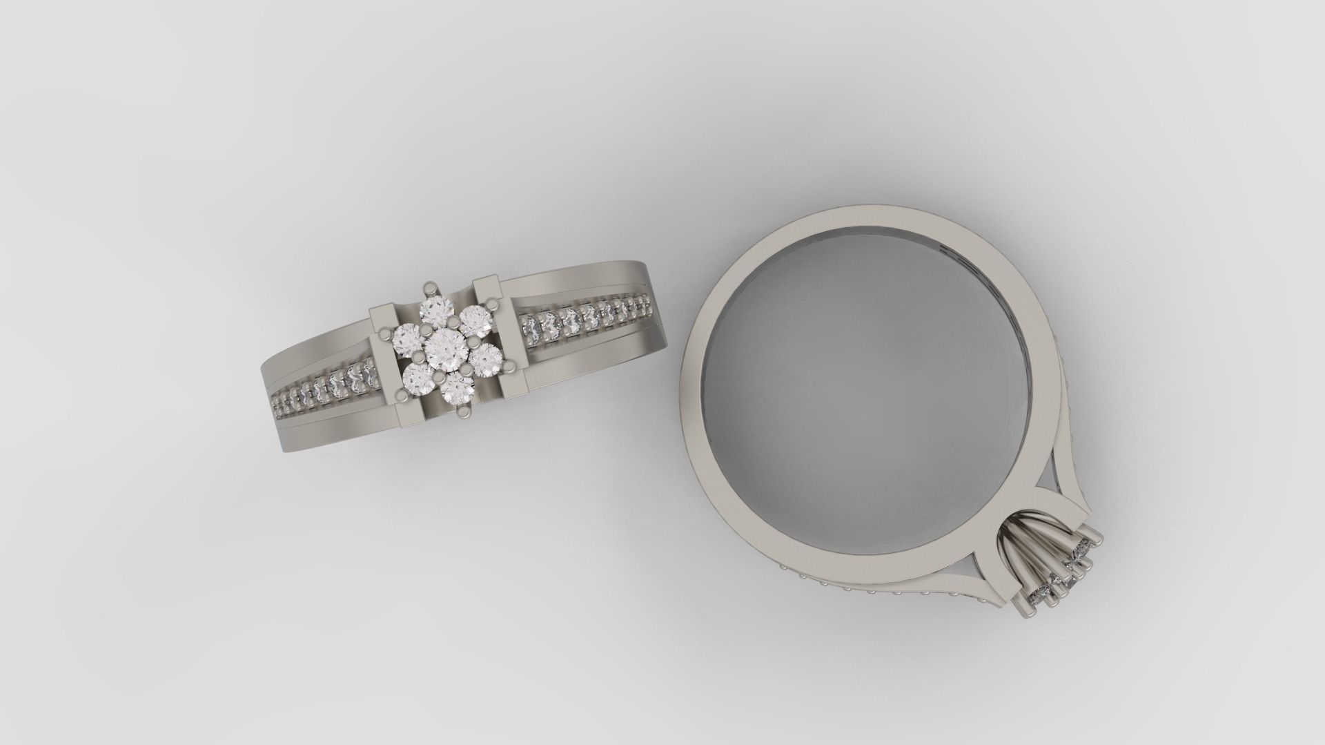 Ring and Earrings Diamond jewelry set 3d print model A67 3D print model_5