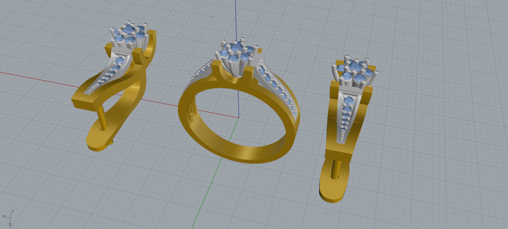 Ring and Earrings Diamond jewelry set 3d print model A67 3D print model_16