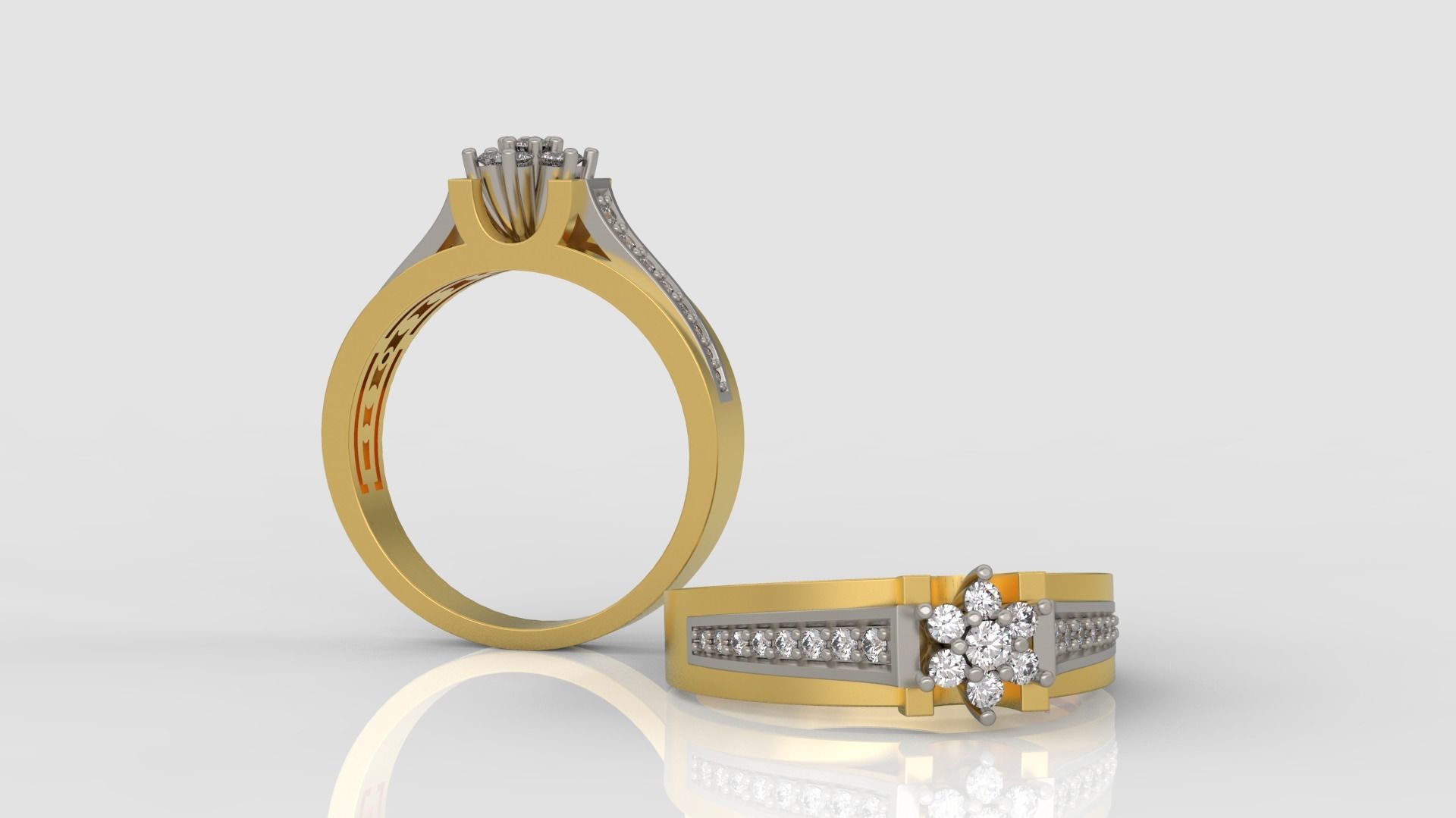Ring and Earrings Diamond jewelry set 3d print model A67 3D print model_2